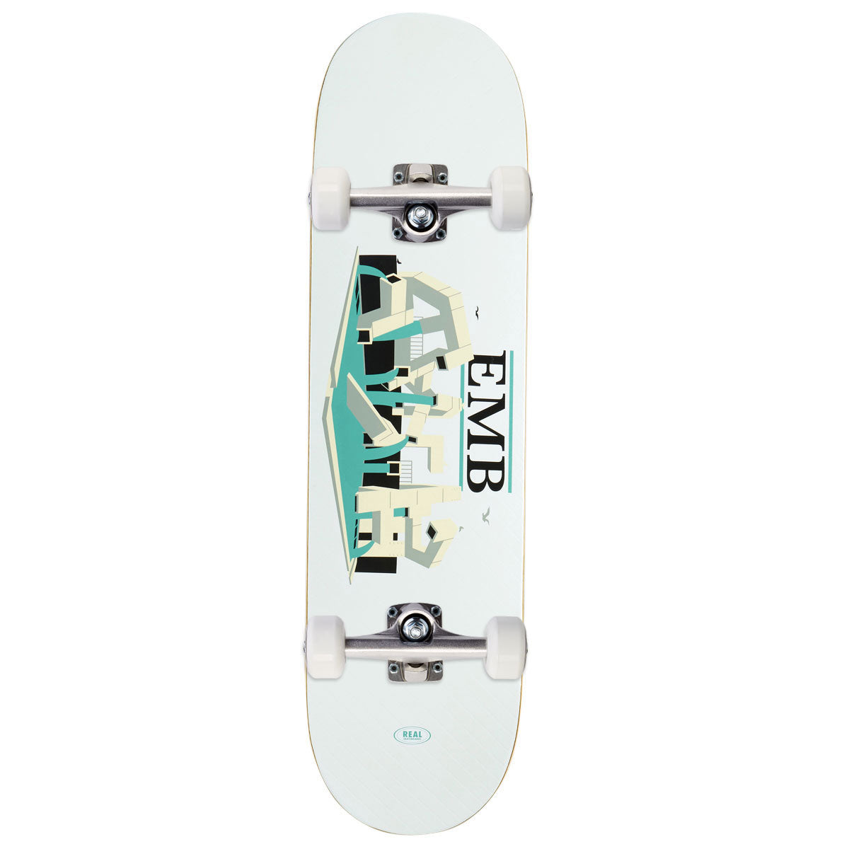Real EMB Team Complete Skateboard | White | 8.50"