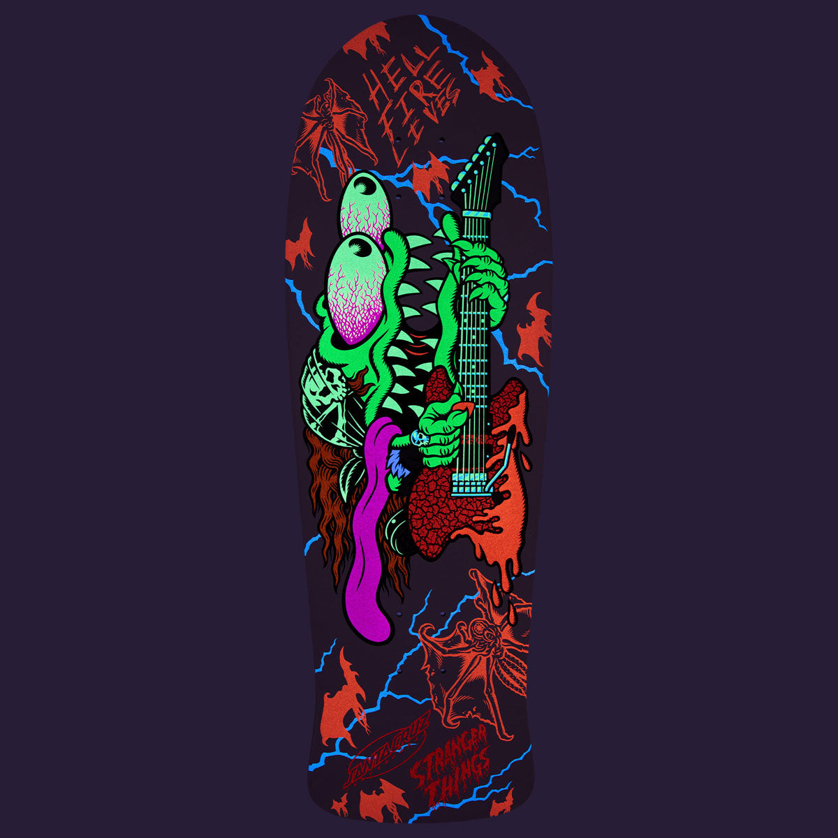 Santa Cruz x Stranger Things Meek Slasher Eddie Reveal Complete Skateboard | Glow In The Dark | 10.10"