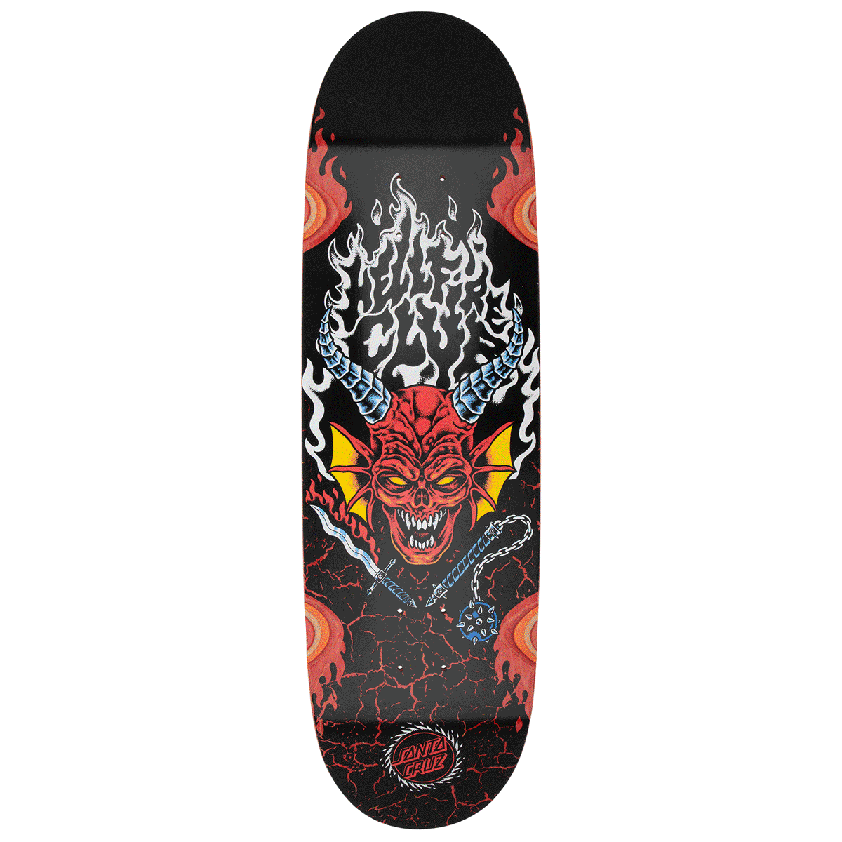 Santa Cruz x Stranger Things Hellfire Club Flames Skateboard Deck | Glow In The Dark | 9.00"