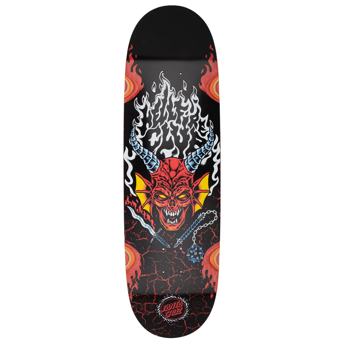Santa Cruz x Stranger Things Hellfire Club Flames Skateboard Deck | Glow In The Dark | 9.00"