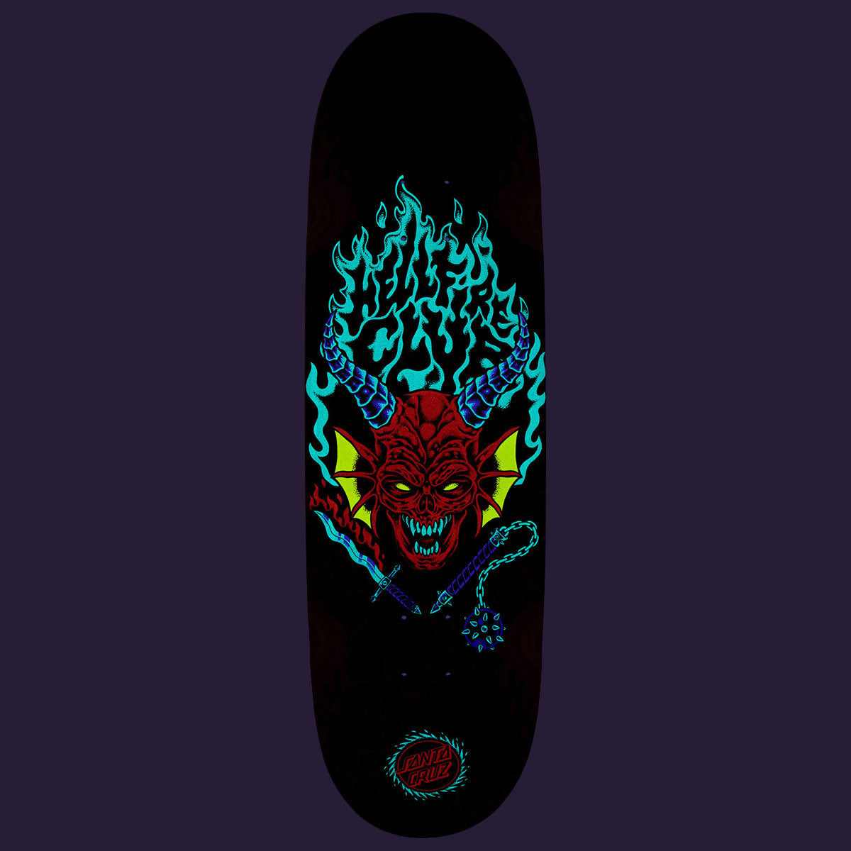 Santa Cruz x Stranger Things Hellfire Club Flames Skateboard Deck | Glow In The Dark | 9.00"
