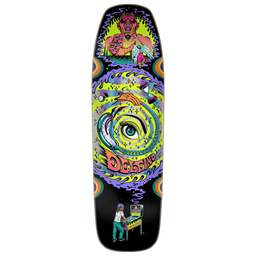 Santa Cruz Delfino Pinball Vision Pro Shaped Skateboard Deck | 9.14"