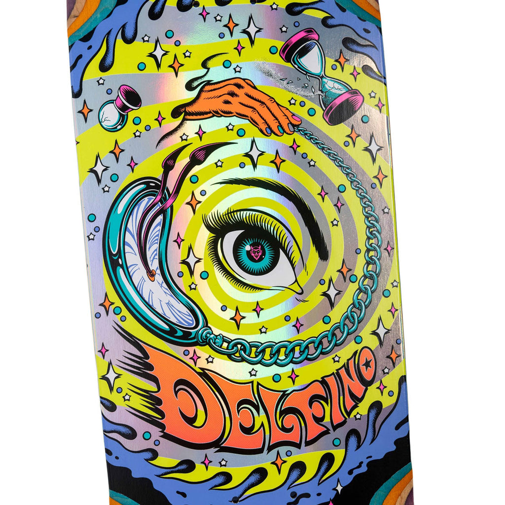 Santa Cruz Delfino Pinball Vision Pro Shaped Complete Skateboard | 9.14"