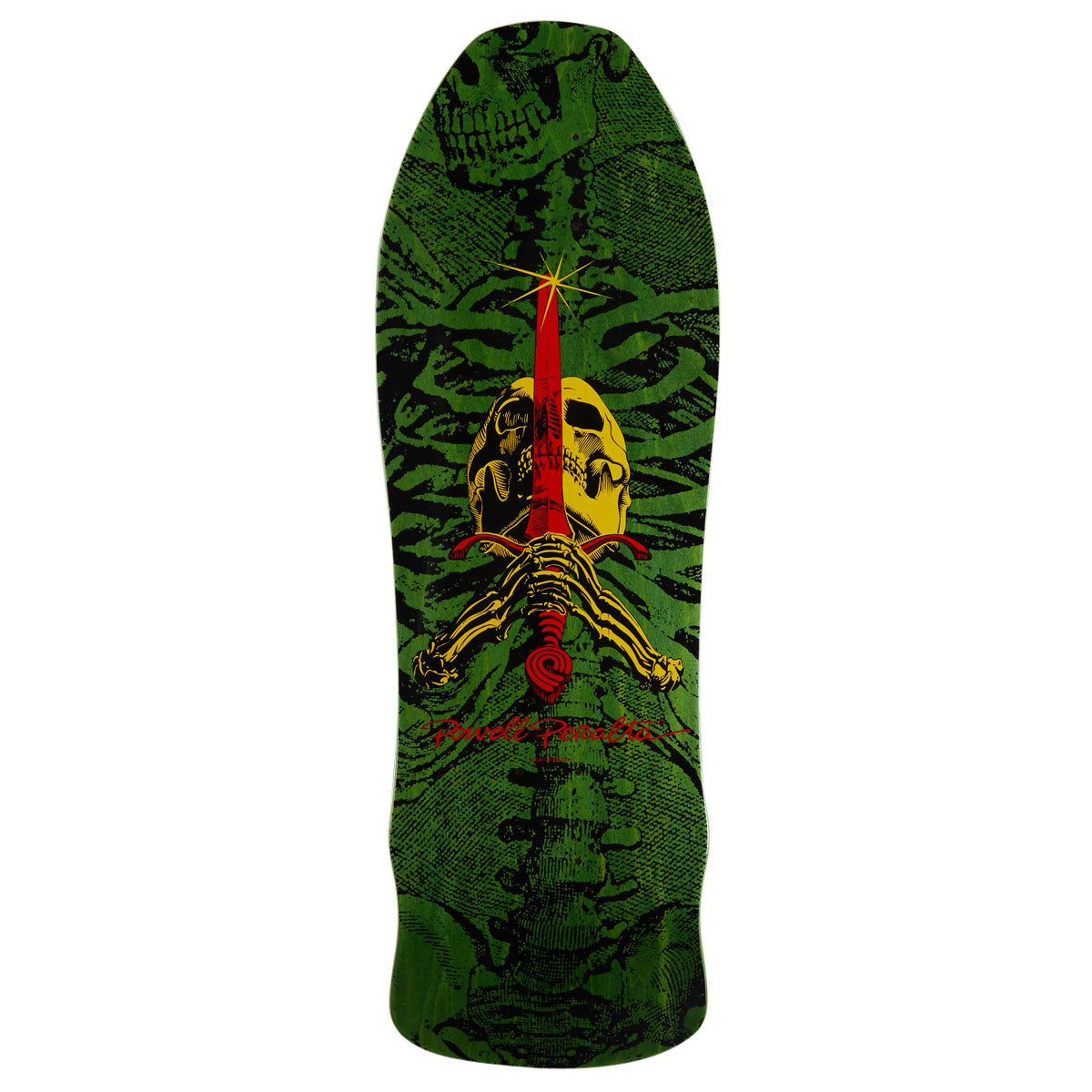 Powell-Peralta GeeGah Skull & Sword 11 Skateboard Deck | Green Veneer | 9.75"