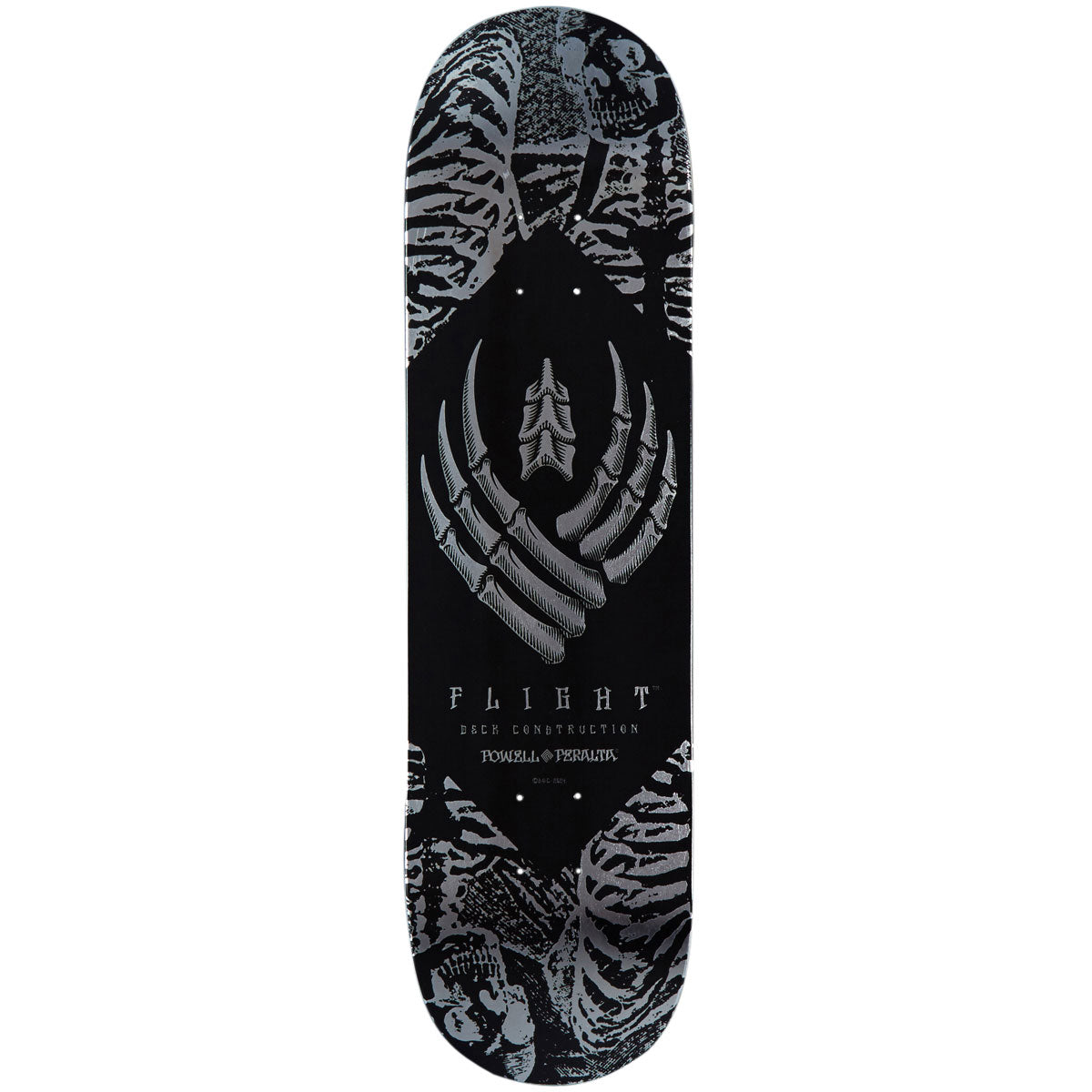Powell-Peralta Flight Skeleton Skateboard Deck | Silver Foil | 8.25"