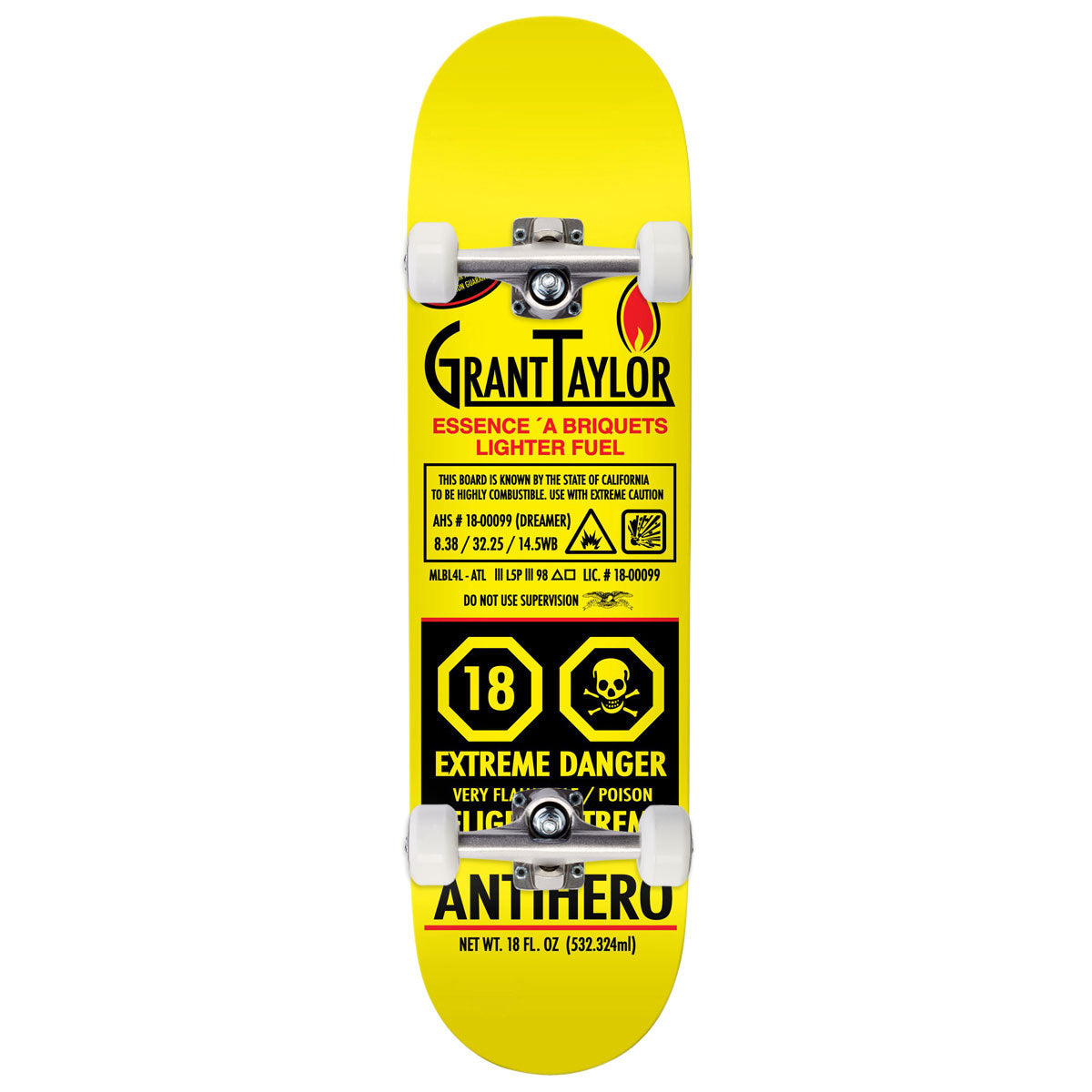 Anti-Hero Taylor Fueled Up Complete Skateboard | Yellow | 8.38"