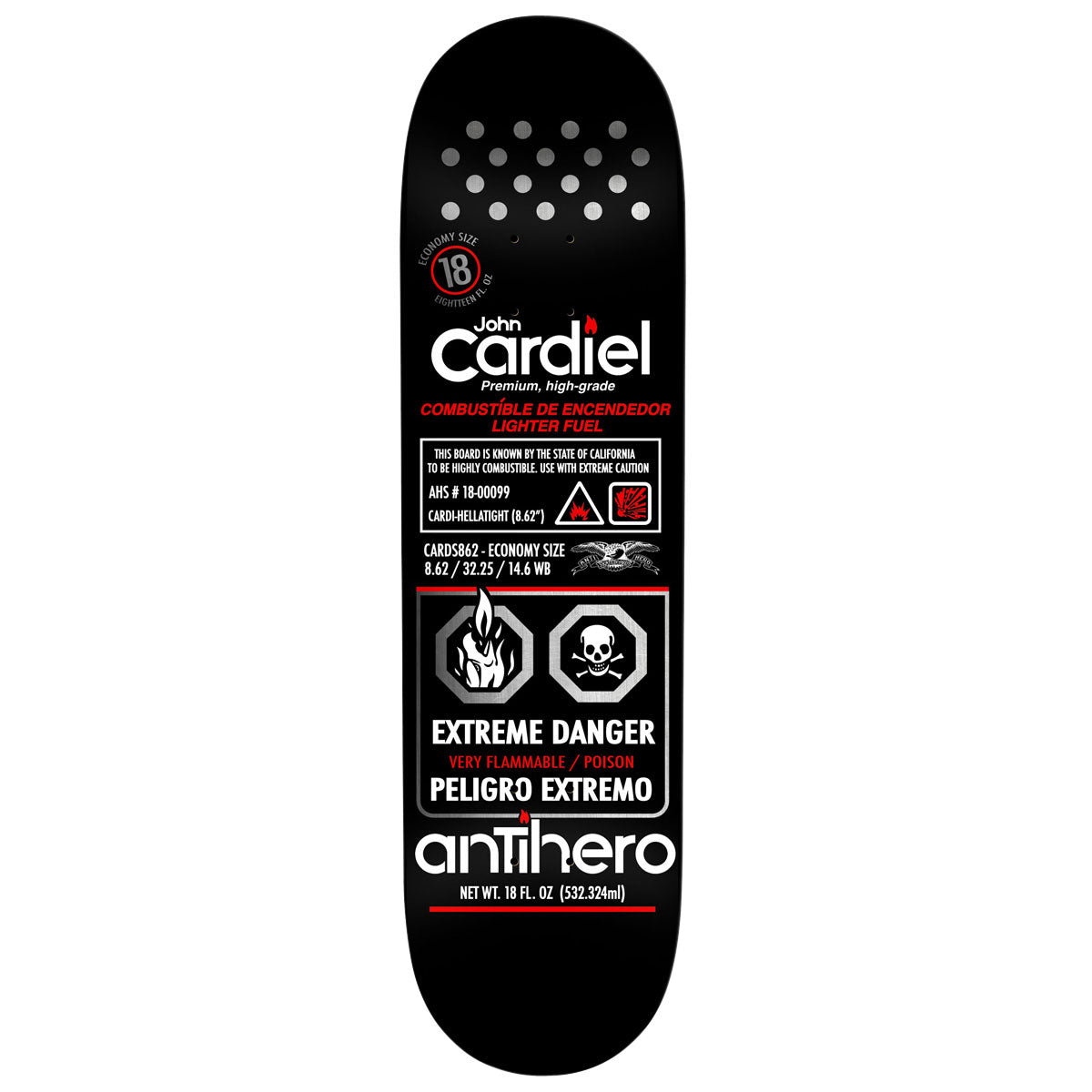 Anti-Hero Cardiel Fueled Up Skateboard Deck | Black | 8.62"