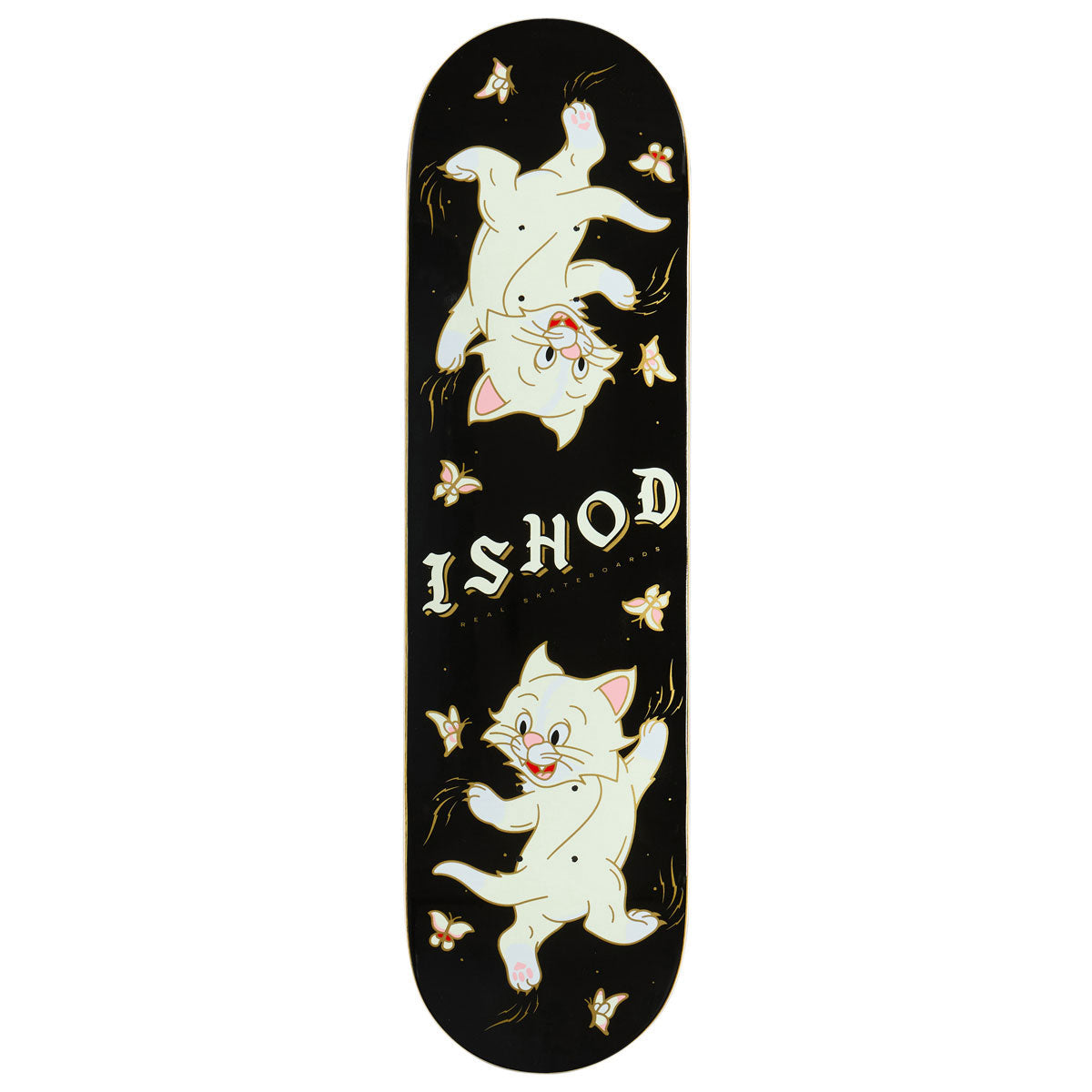 Real Ishod Kitten Scratch Twin Tail Skateboard Deck | Black | 8.50"
