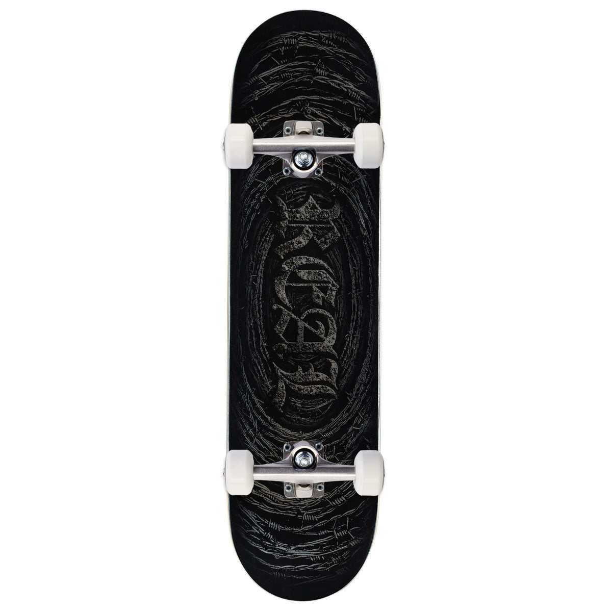 Real Team Barbed Wire Foil Oval Complete Skateboard | Black | 8.12"