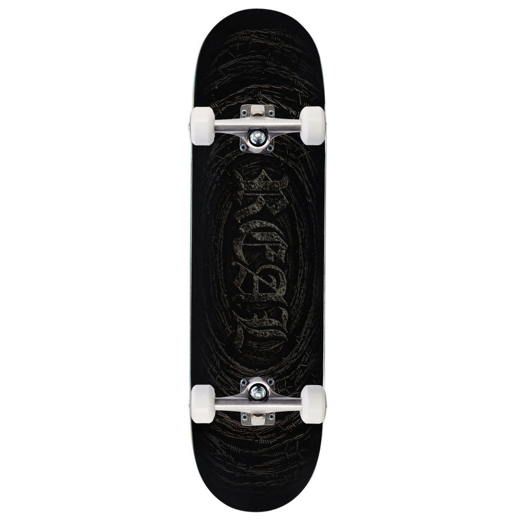 Real Team Barbed Wire Foil Oval Complete Skateboard | Black | 8.50"