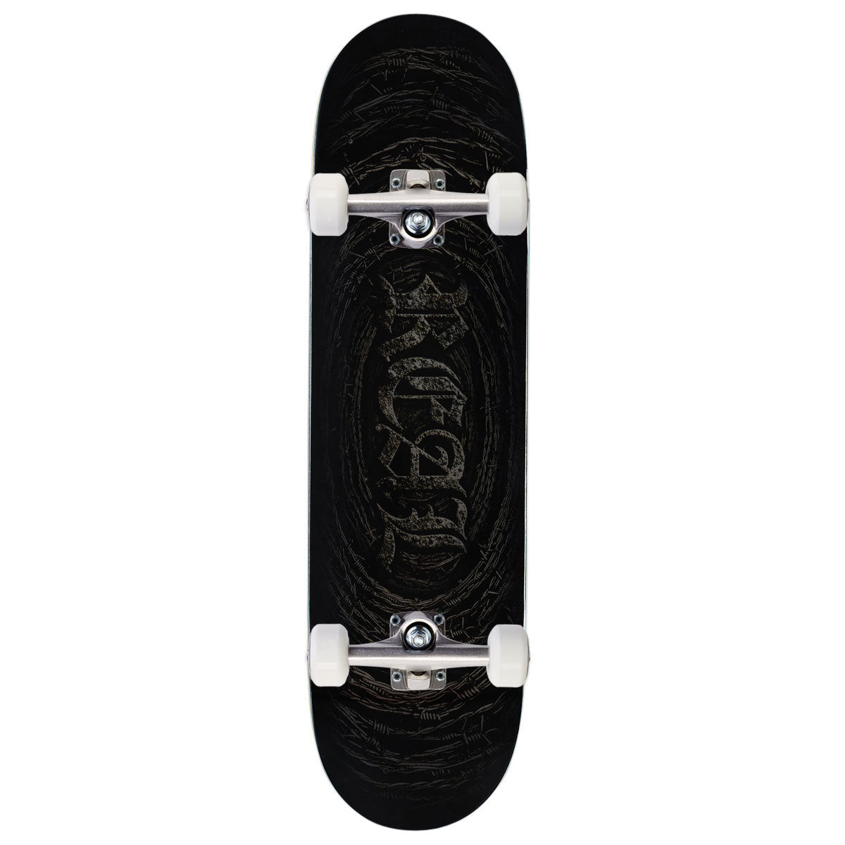 Real Team Barbed Wire Foil Oval Complete Skateboard | Black | 8.50"