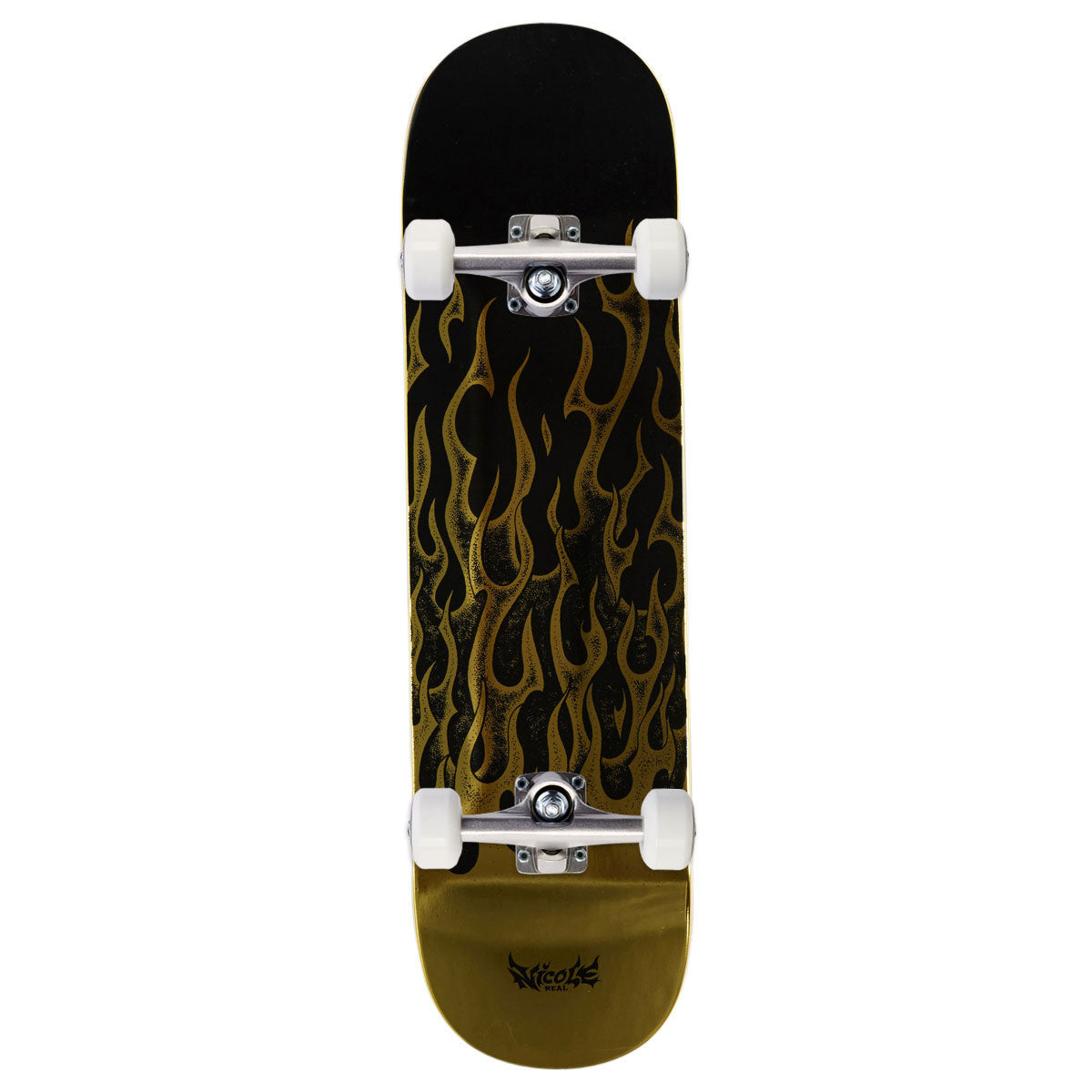 Real Nicole Flames Redux Twin Nose Complete Skateboard | Gold | 8.25"