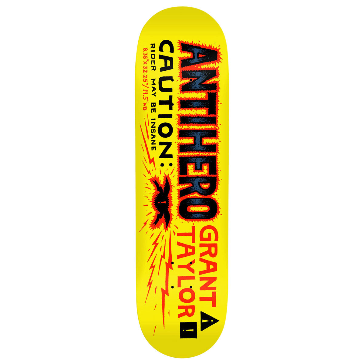 Anti-Hero Grant Caution Skateboard Deck | Yellow | 8.38"