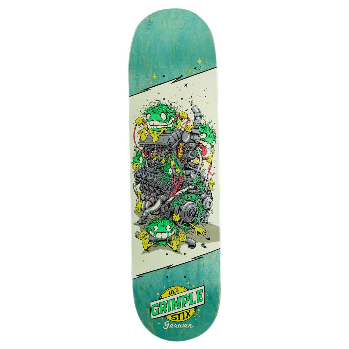 Anti-Hero Gerwer Grimplestix Revs Skateboard Deck | Green | 8.28"