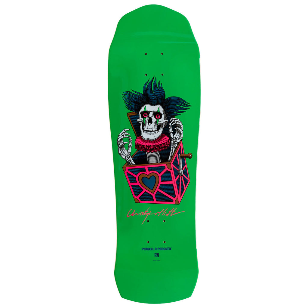 Powell-Peralta Chris Hiett Skull Skateboard Deck | Neon Green/Blue Foil | 9.50"