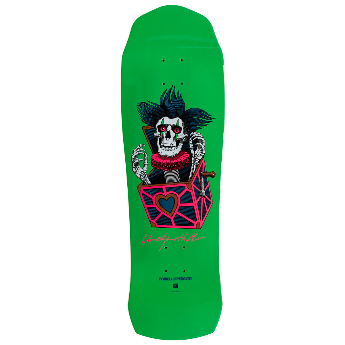 Powell-Peralta Chris Hiett Skull Skateboard Deck | Neon Green/Blue Foil | 9.50"